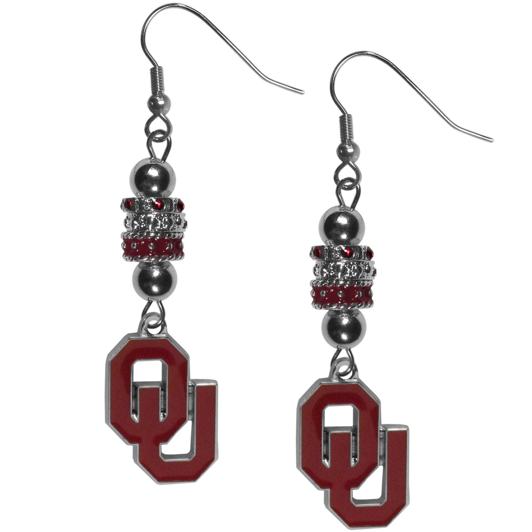 Oklahoma Sooners Euro Bead Earrings