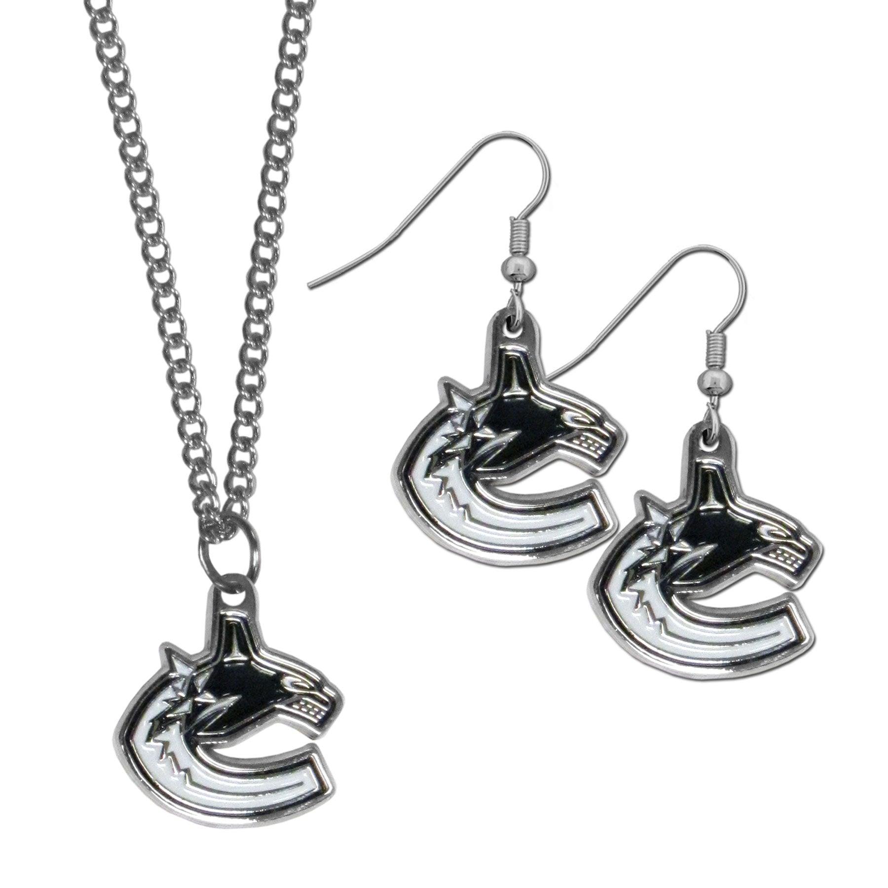 Vancouver Canucks? Dangle Earrings and Chain Necklace Set