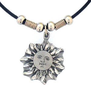 Sun Face Adjustable Cord Necklace