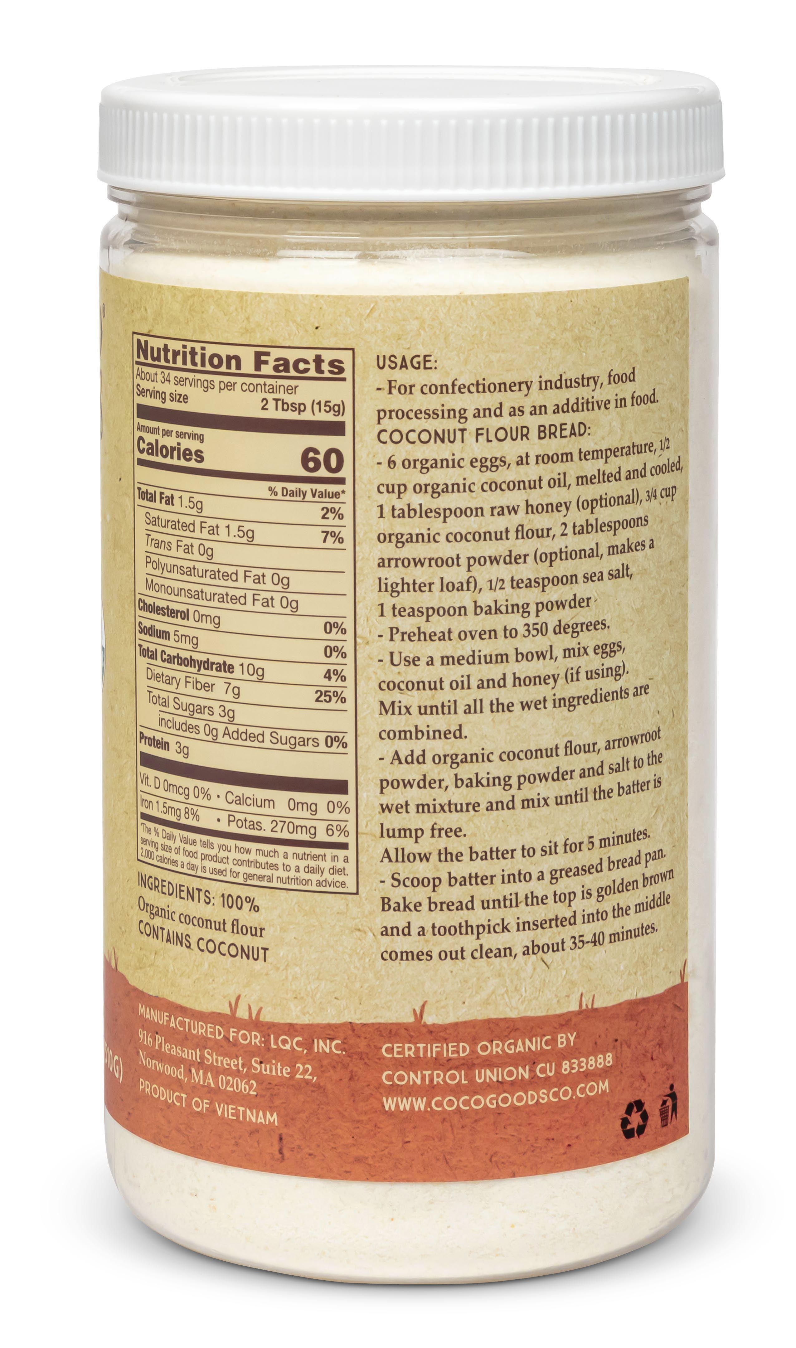 Organic Coconut Flour 18 oz, PET Jar
