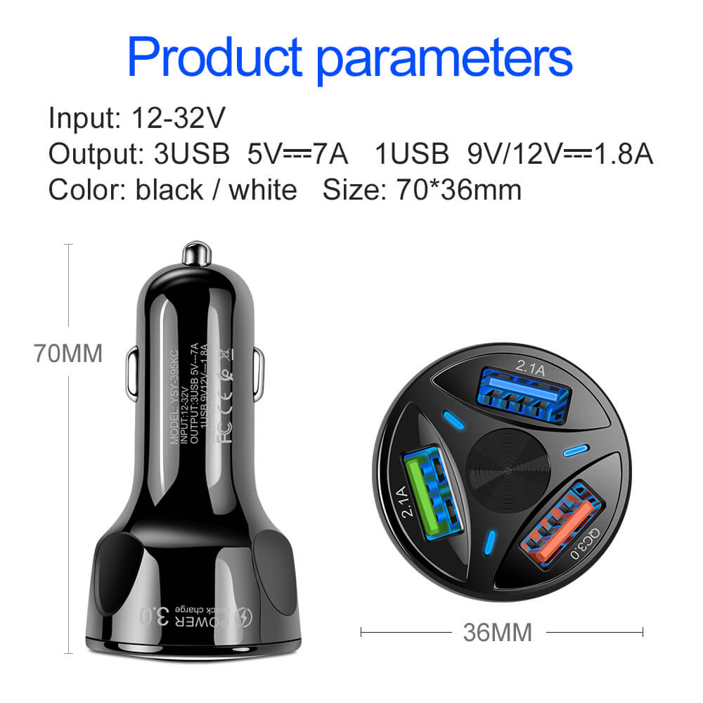 Aisiml QC4.0 3.0 Super USB Car Charger for Xiaomi mi 9 Quick Charge 3.0 4.0 Fast Car Charging Phone Charger for Huawei P30 lite