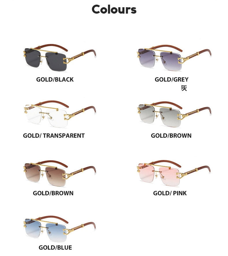Retro Square Sunglasses Gold Detail