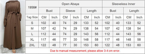 1956#[abaya+inner dress+hijab]muslim 3pcs open abaya set plain color outfit hijab 10 colors - CHAOMENG MUSLIM SHOP