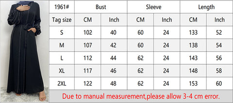 1961 # لؤلؤ موضة فاخرة نمط نيدا عباية مفتوحة فستان إسلامي عالي الجودة - متجر CHAOMENG MUSLIM