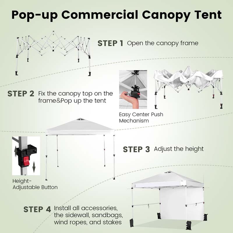 Eletriclife 10 x 10 Feet Foldable Commercial Pop-up Canopy with Roller Bag and Banner Strip