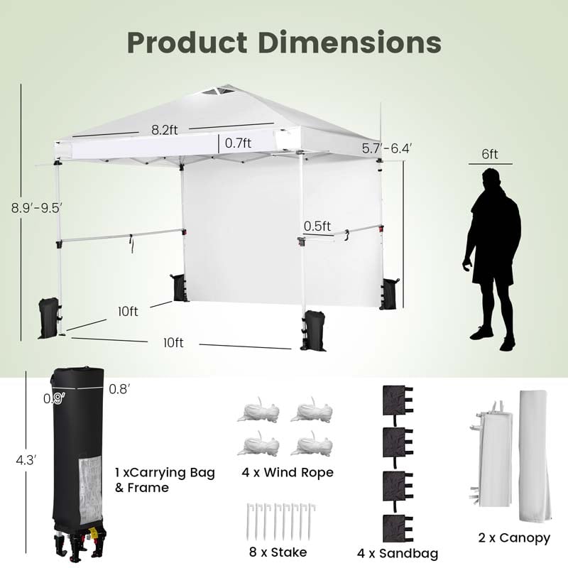 Eletriclife 10 x 10 Feet Foldable Commercial Pop-up Canopy with Roller Bag and Banner Strip