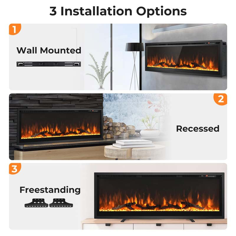 Eletriclife Electric Fireplace in-Wall Recessed with Remote Control