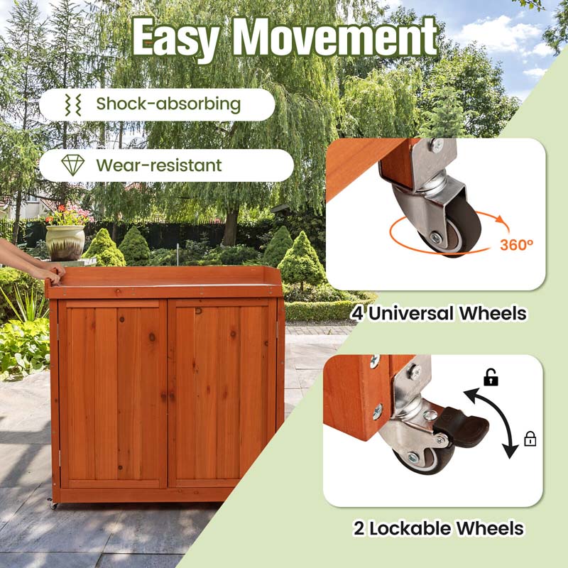 Eletriclife Outdoor Storage Cabinet with Removable Shelf and 4 Universal Wheels