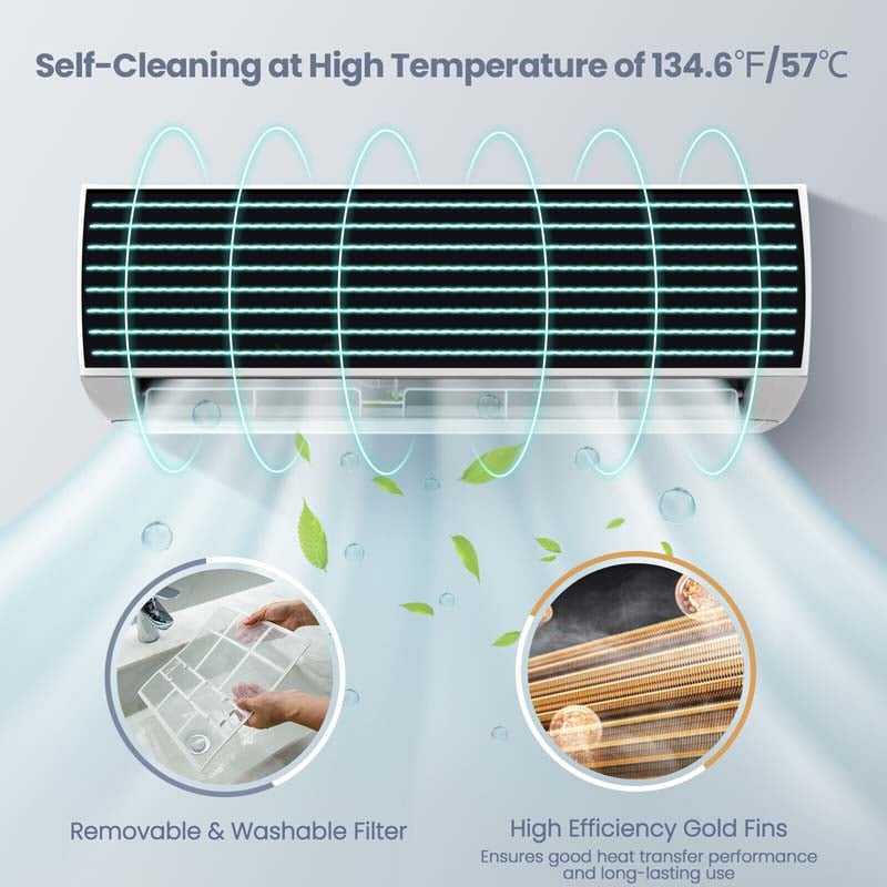 Eletriclife 12000BTU Mini Split Inverter Air Conditioner and Ductless Heater with 5 Operation Modes