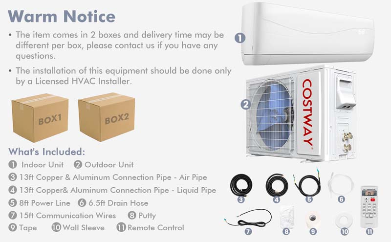 Eletriclife 12000 BTU Mini Split Wall-Mounted Air Conditioner