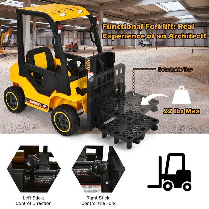 Eletriclife 12V Kids Ride On Forklift with Remote Control and Back Trunk