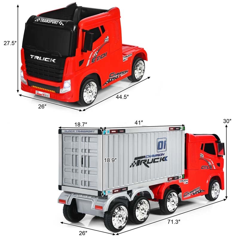 Eletriclife 12V Kids Semi-Truck with Container and Remote Control