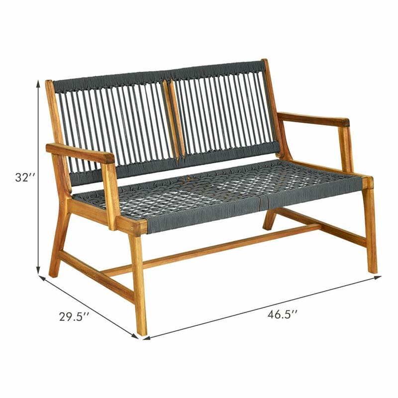 Eletriclife 2-Person Acacia Wood Yard Bench for Balcony and Patio