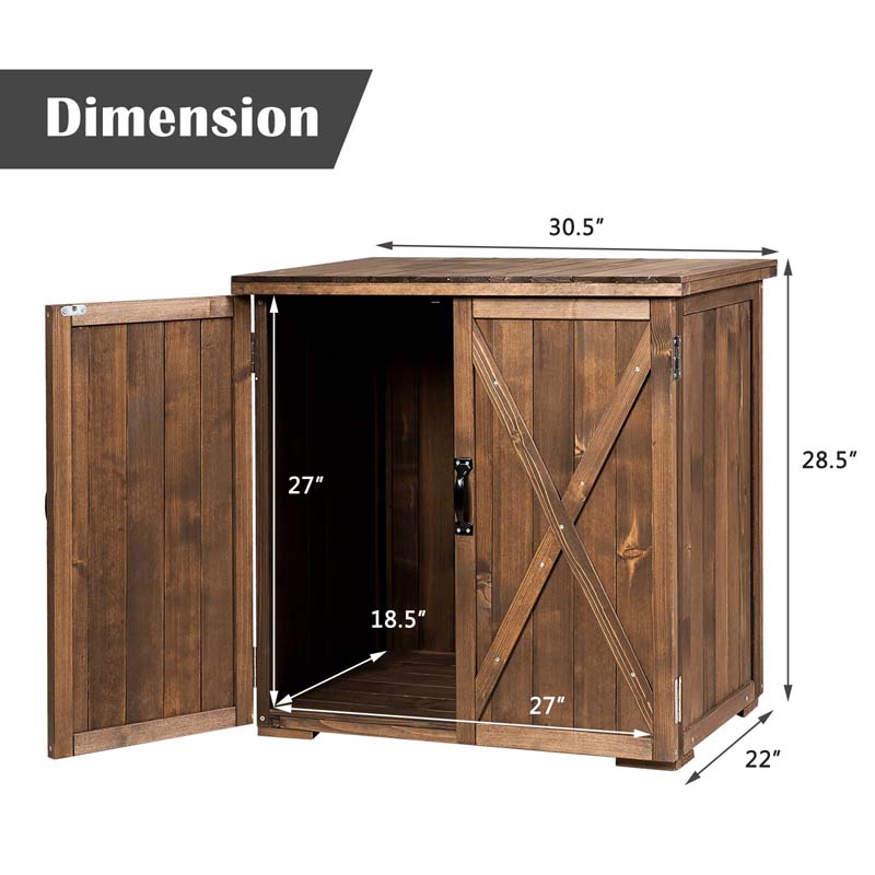 Eletriclife 2.5 x 2 FT Wooden Outdoor Storage Cabinet with Double Doors