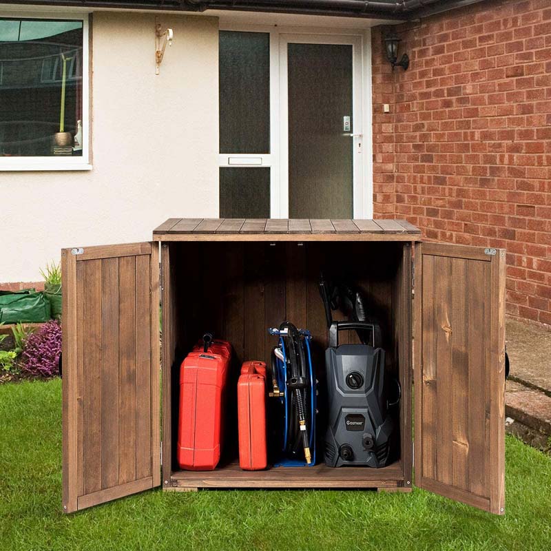 Eletriclife 2.5 x 2 FT Wooden Outdoor Storage Cabinet with Double Doors