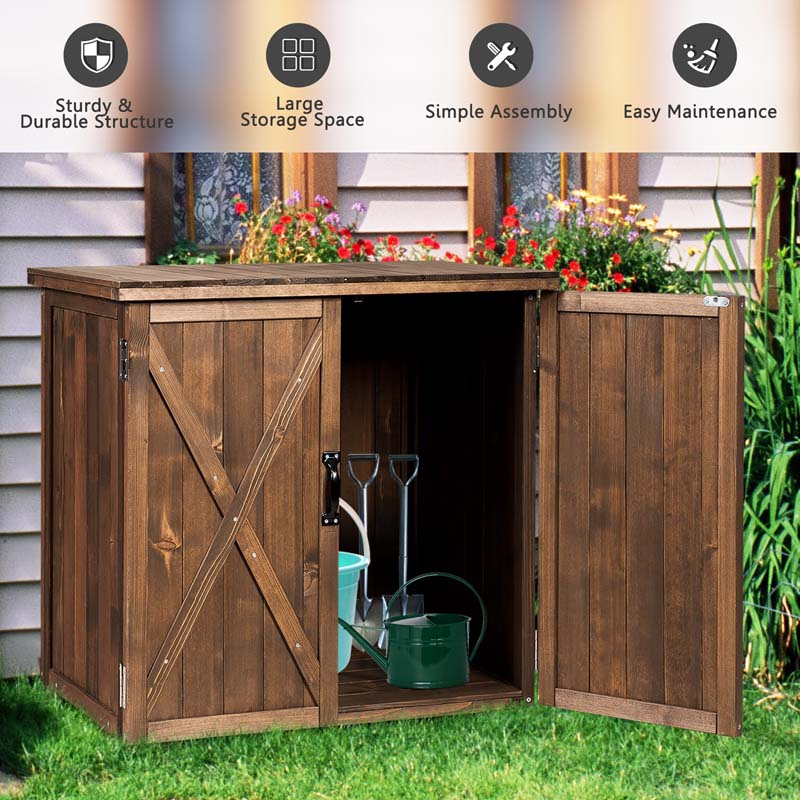 Eletriclife 2.5 x 2 FT Wooden Outdoor Storage Cabinet with Double Doors