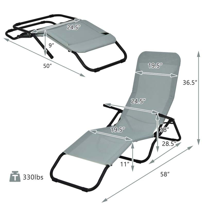 Eletriclife 2 Pieces Folding Portable Patio Chaise Lounger with Rocking Design