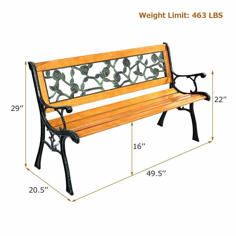 Eletriclife 49 1/2 Inch Patio Park Garden Porch Chair Bench