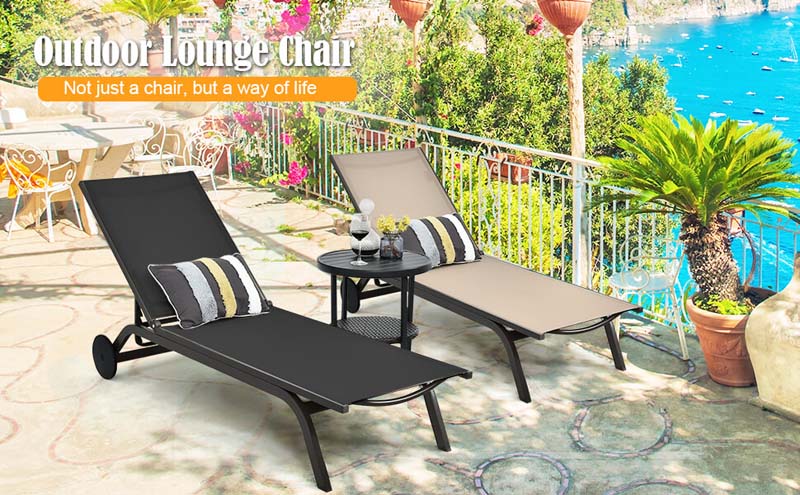 Eletriclife 6-Position Adjustable Fabric Outdoor Patio Recliner Chair
