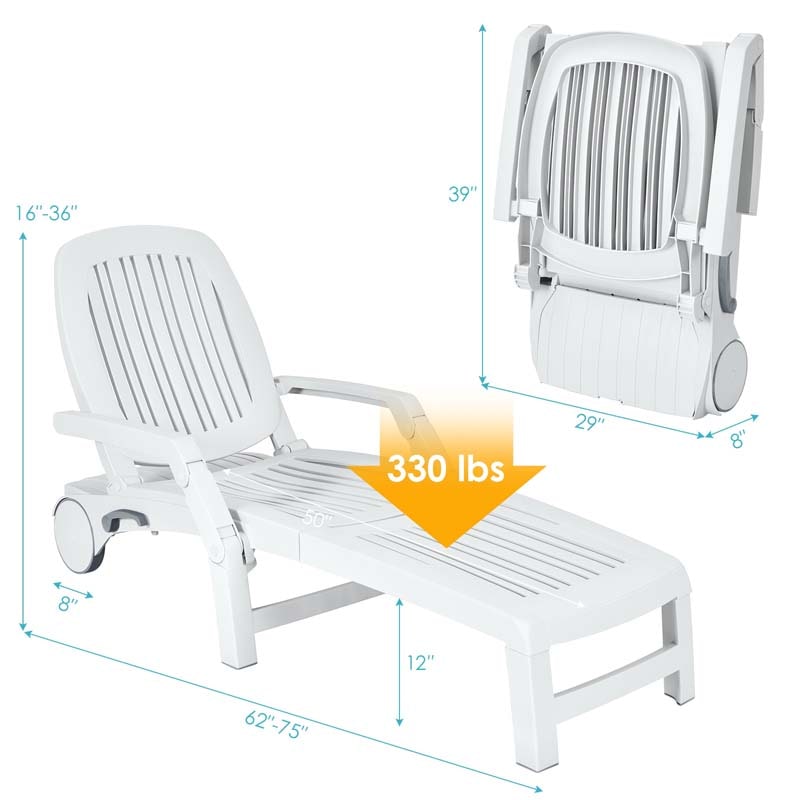 Eletriclife Adjustable Patio Sun Lounger with Weather Resistant Wheels