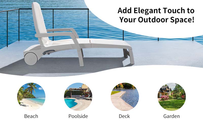 Eletriclife Adjustable Patio Sun Lounger with Weather Resistant Wheels