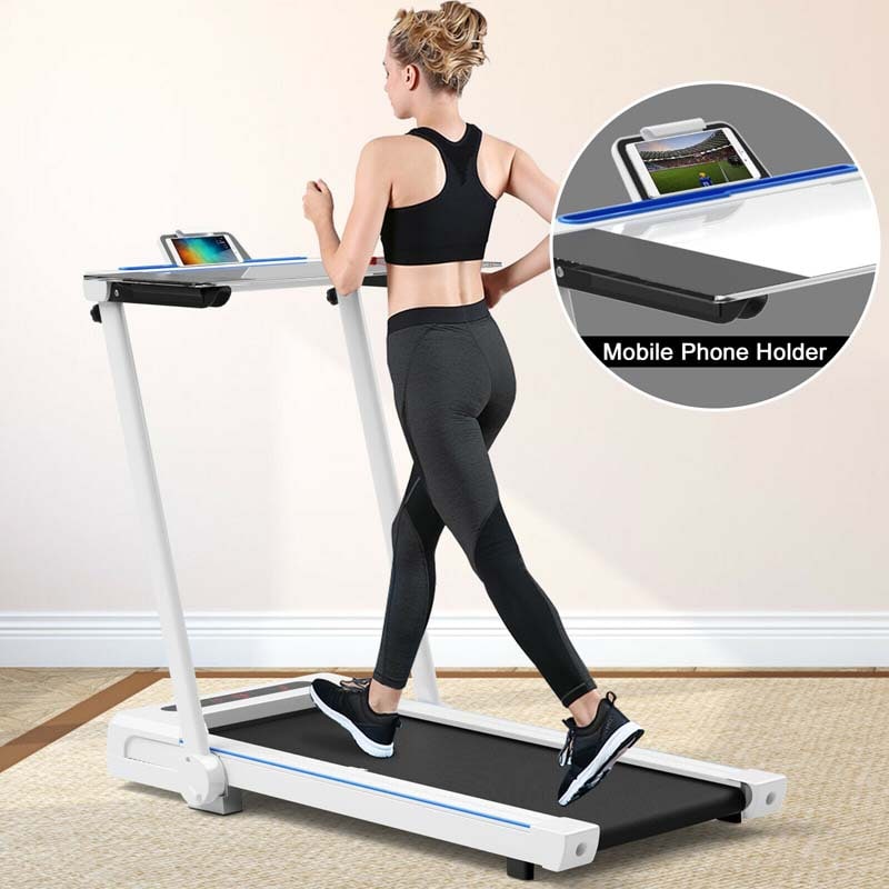 3-in-1 Folding Treadmill with Large Desk, 2.25HP Under Desk Treadmill, Workout Running Machine for Home Gym Office with LCD Speakers