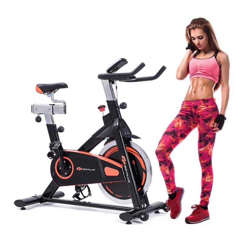 Indoor Aerobic Fitness Bike with Flywheel and LCD Screen