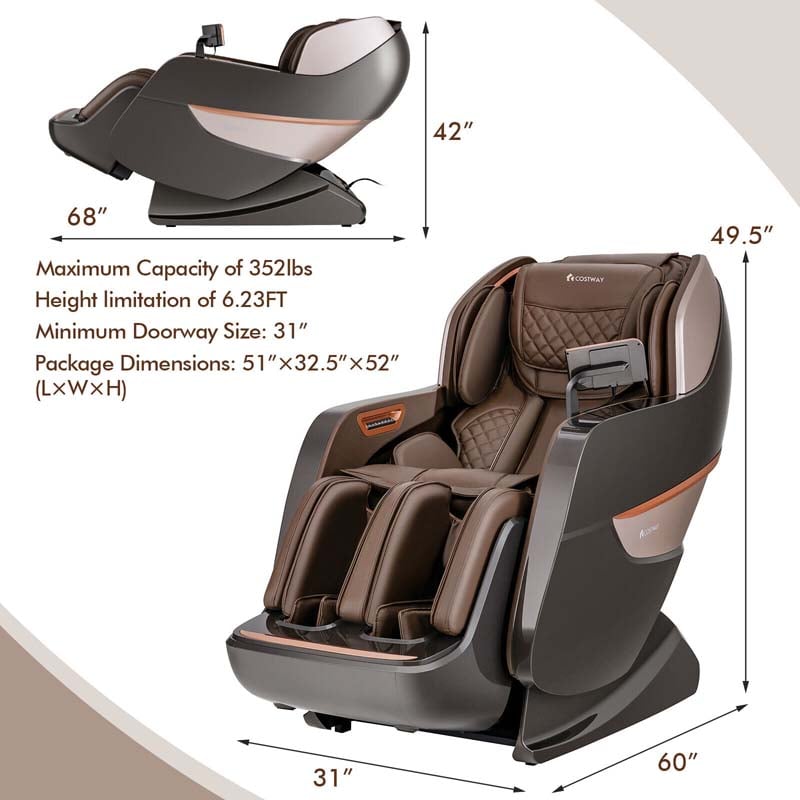 Canada Only - 3D Full Body Zero Gravity Massage Chair with Heat Roller & LCD Touch Screen