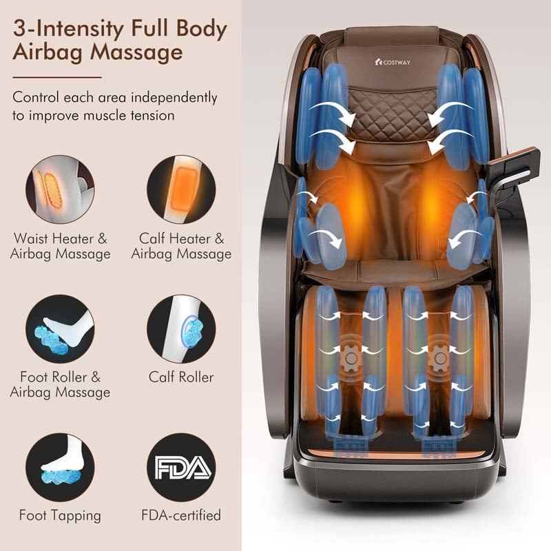 Canada Only - 3D Full Body Zero Gravity Massage Chair with Heat Roller & LCD Touch Screen