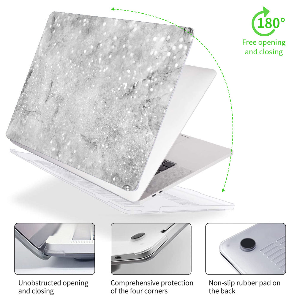 White Glitter Marble | Macbook case customizable