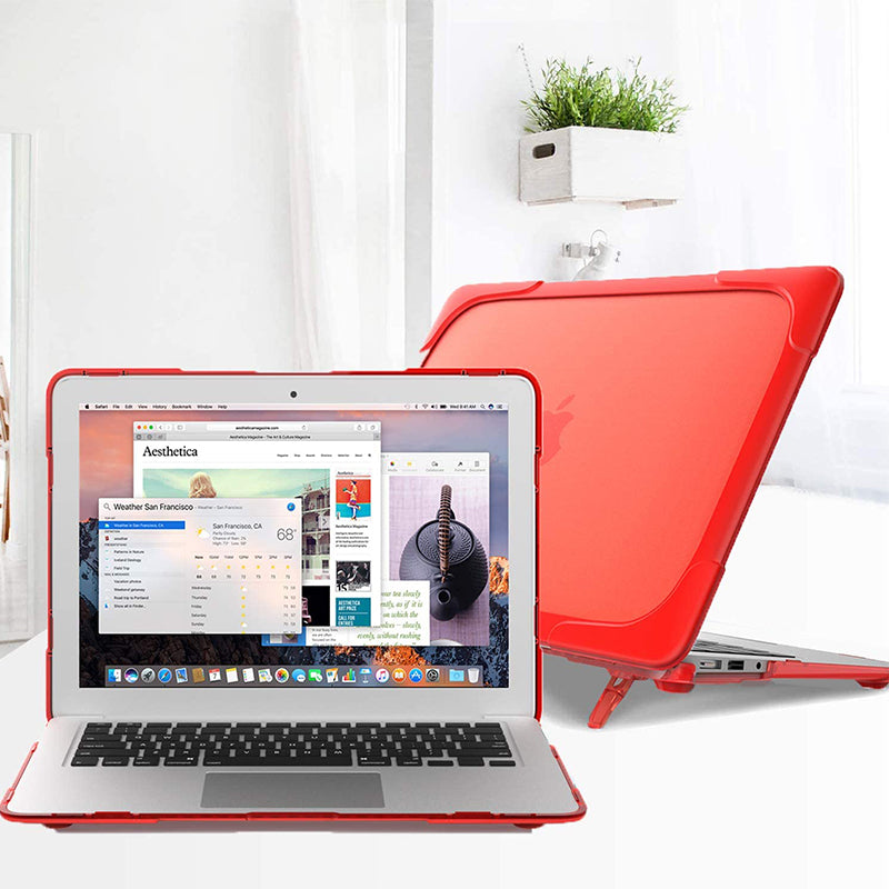 MacBook Case Heavy Duty  with Folding Stand - Red