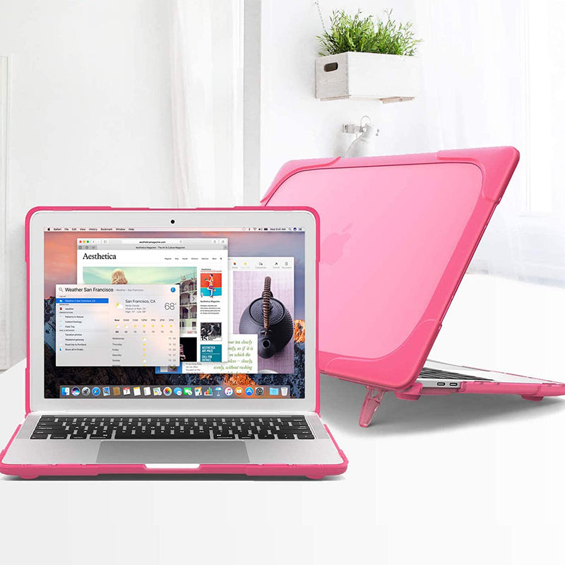 MacBook Case Heavy Duty with Folding Stand - Rose Red
