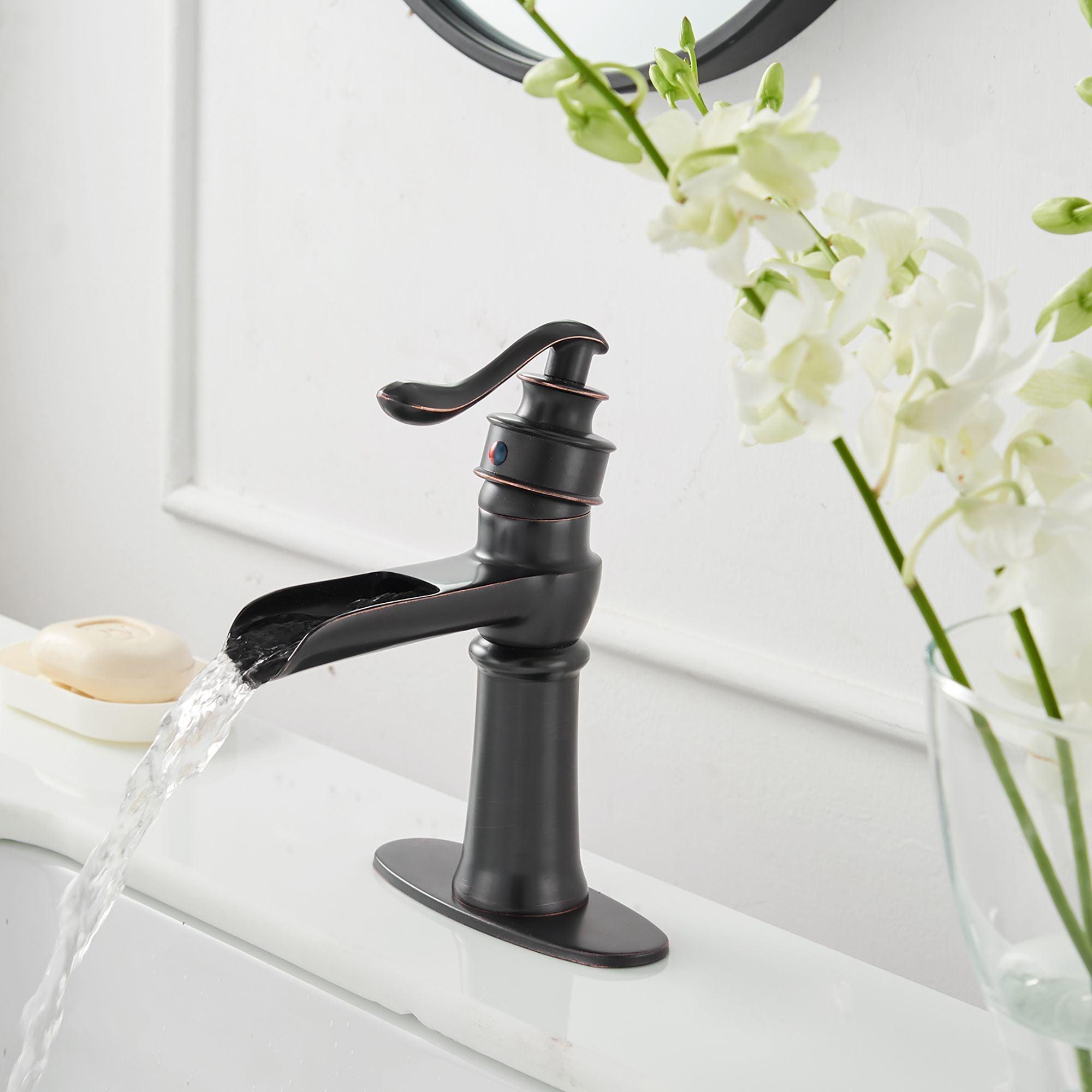 Parrot Uncle Oil Rubbed Bronze 1-handle Single Hole WaterSense High-arc Bathroom Sink Faucet with Deck Plate