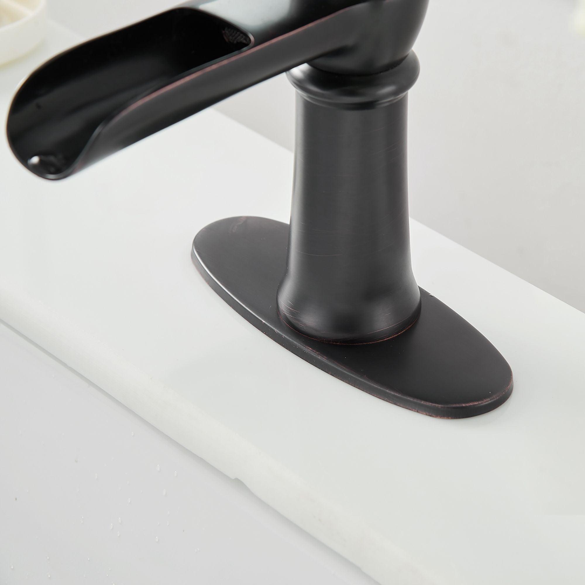 Parrot Uncle Oil Rubbed Bronze 1-handle Single Hole WaterSense High-arc Bathroom Sink Faucet with Deck Plate