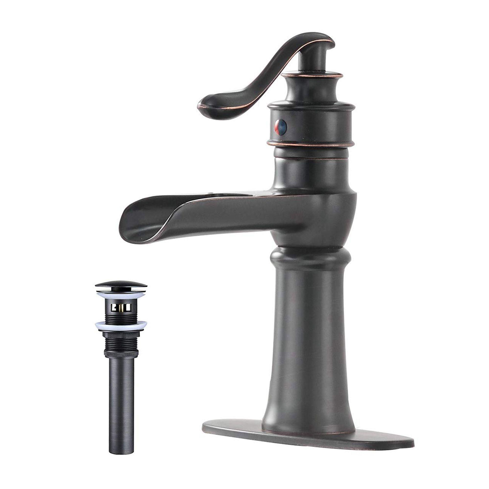 Parrot Uncle Oil Rubbed Bronze 1-handle Single Hole WaterSense High-arc Bathroom Sink Faucet with Deck Plate