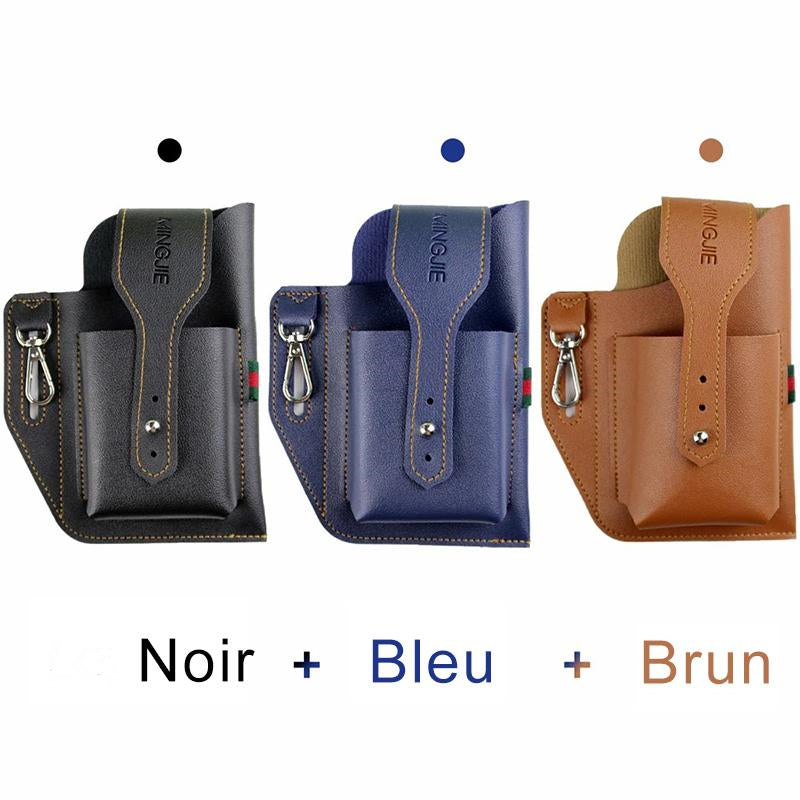 Pochette de ceinture de téléphone portable en PU(avec porte-clés)
