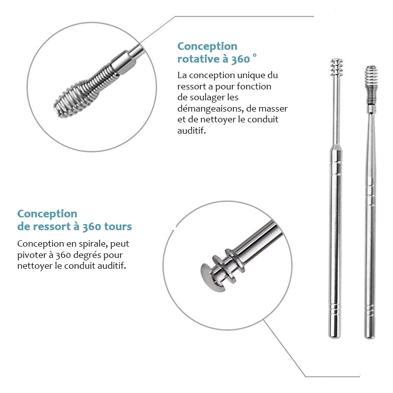 Ensemble d'outils de nettoyage de cérumen à ressort innovant