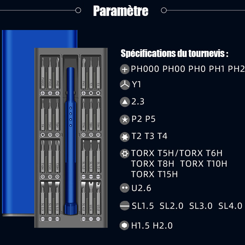 Jeu de tournevis de précision