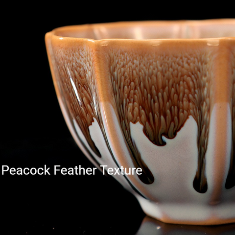 Art Tea Cup JianZhan Tenmoku Teacup Peacock Feather