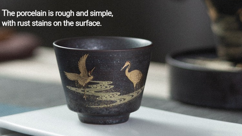 Art Tea Cup JianZhan Tenmoku Silver Spot Tea Set