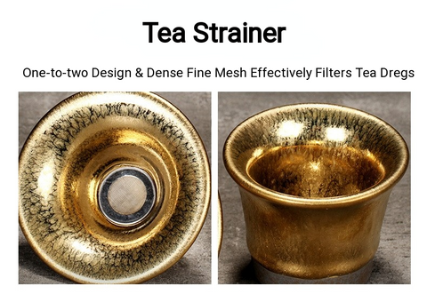 Art Tea Cup JianZhan Tenmoku Gilt Tea Set