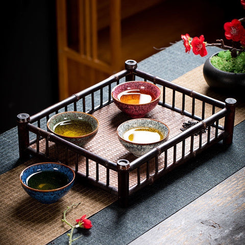 Art Tea Cup Four Seasons JianZhan Tenmoku Set