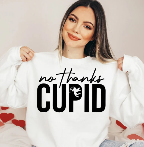 No thanks cupid crewneck sweater