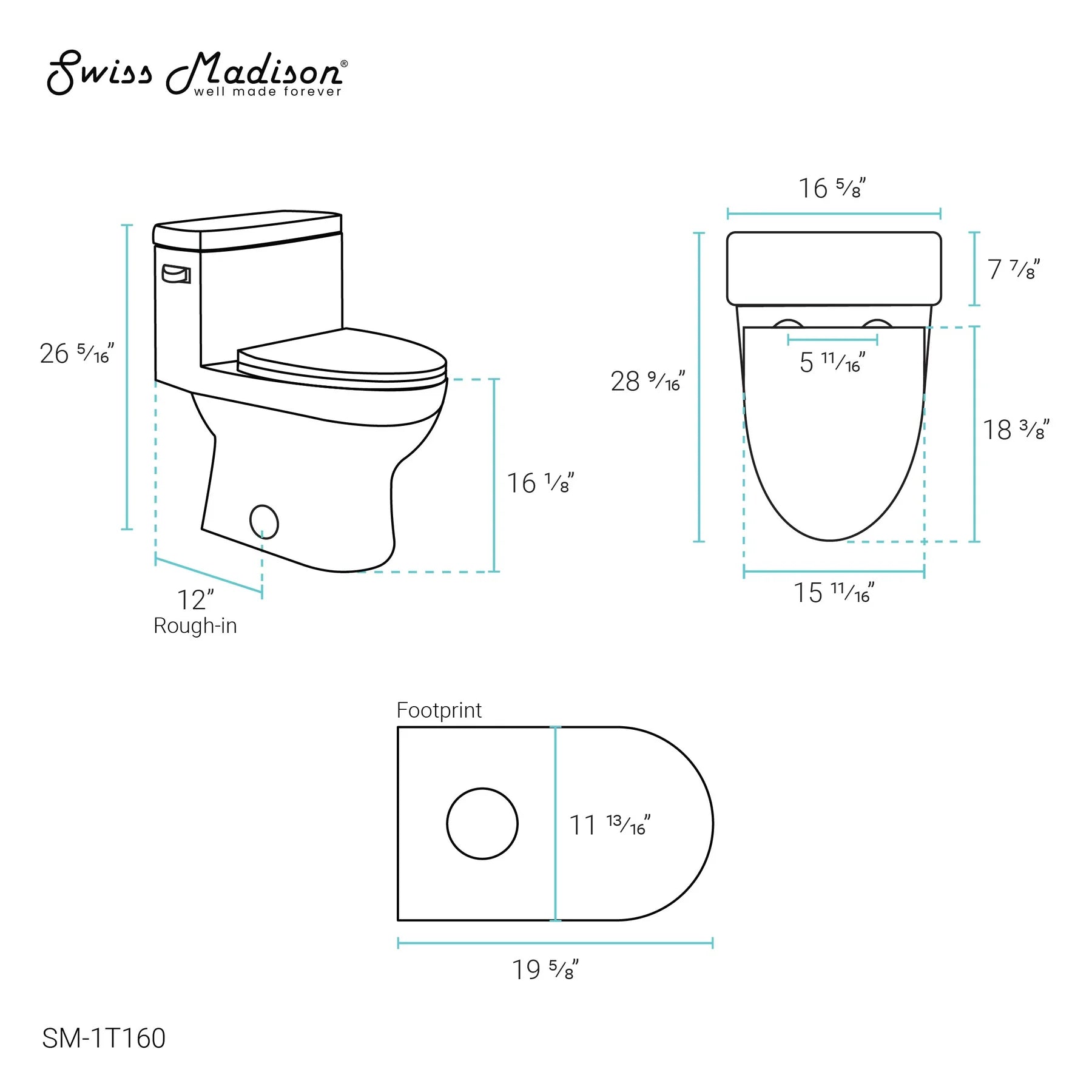 Swiss Madison Clichy One-Piece Elongated Toilet Side Flush 1.28 gpf - SM-1T160