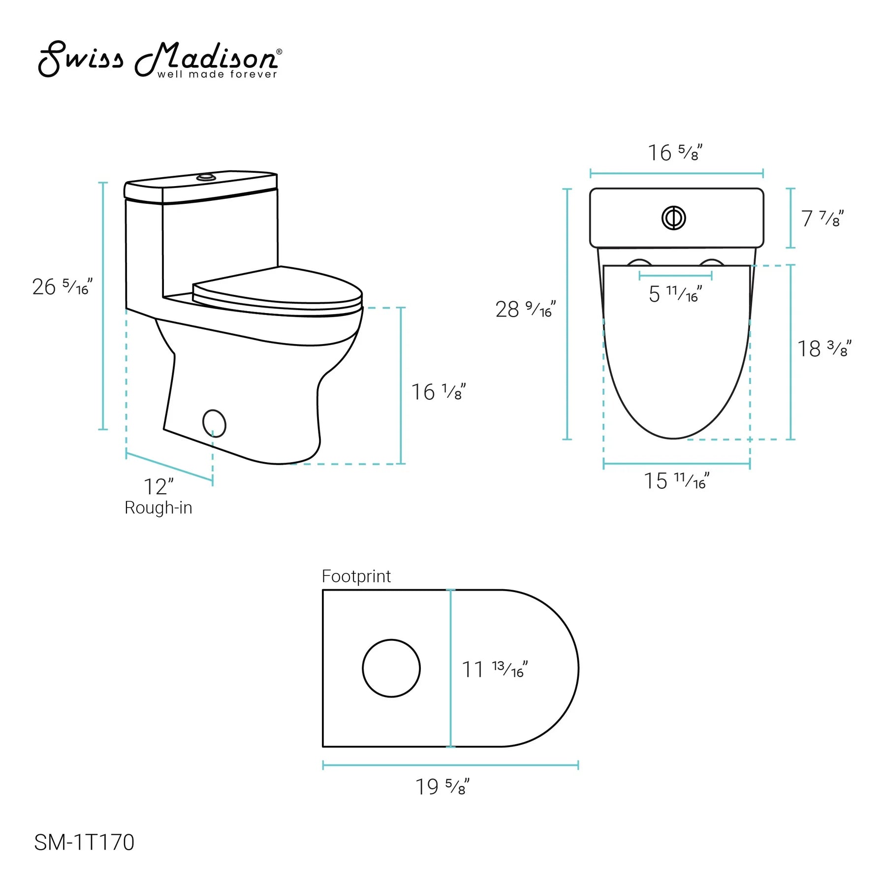 Swiss Madison Clichy One-Piece Elongated Toilet Dual-Flush 1.1/1.6 gpf - SM-1T170