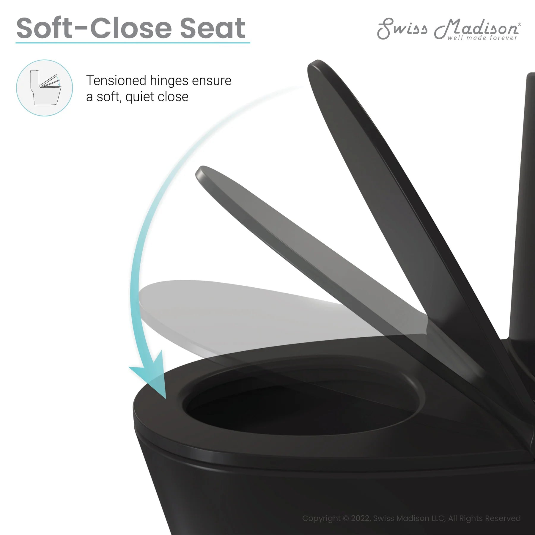 Swiss Madison St. Tropez One-Piece Elongated Toilet Vortex? Side Flush 1.28 gpf in Matte Black - SM-1T253MB