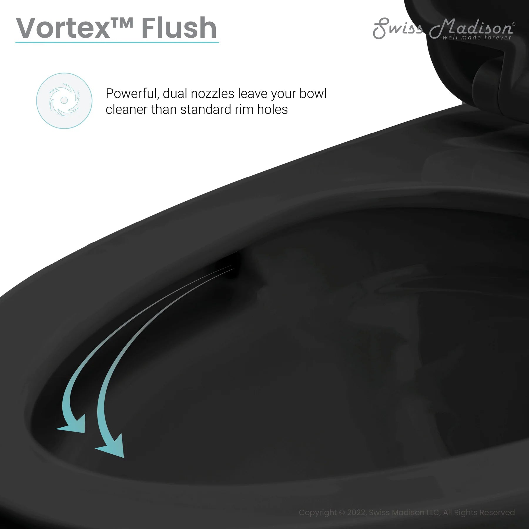 Swiss Madison St. Tropez One-Piece Elongated Toilet Vortex? Side Flush 1.28 gpf in Matte Black - SM-1T253MB