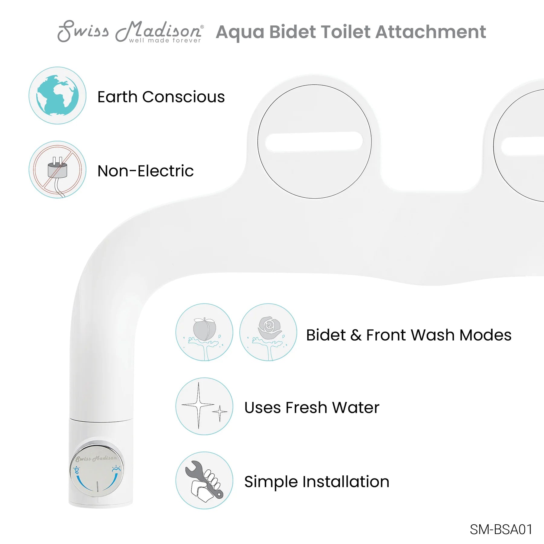 Swiss Madison Aqua Non-Electric Bidet Toilet Attachment - SM-BSA01