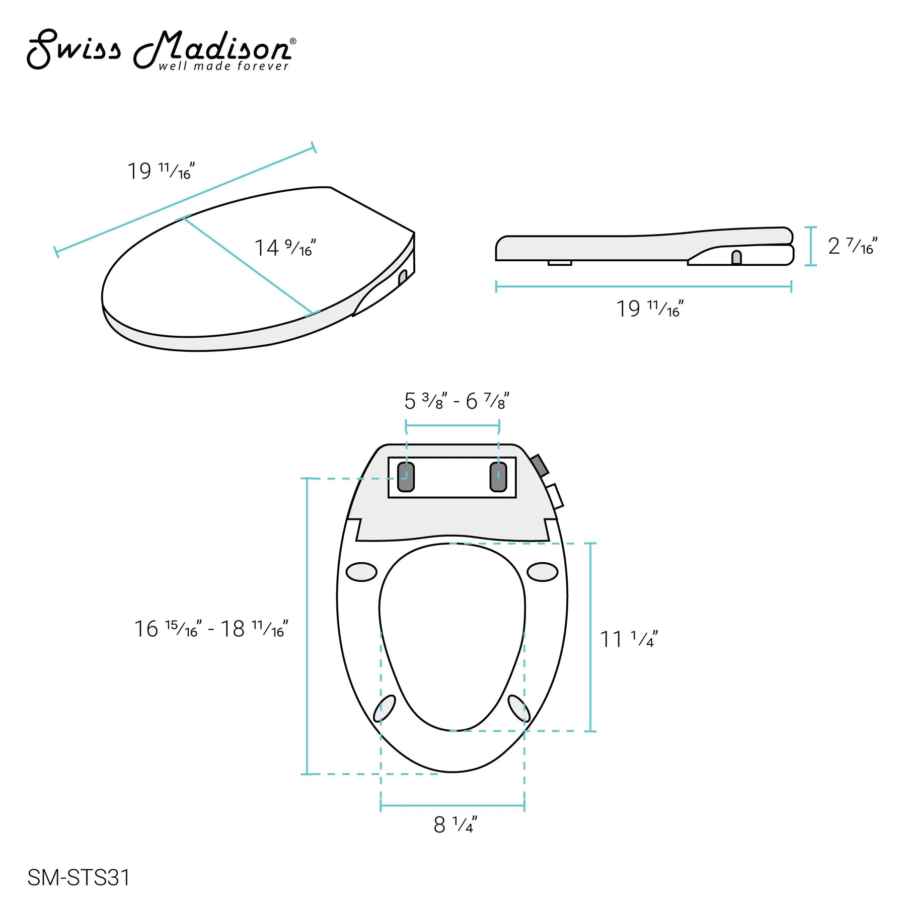 Swiss Madison Aqua Non-Electric Smart Toilet Seat Bidet - SM-STS31