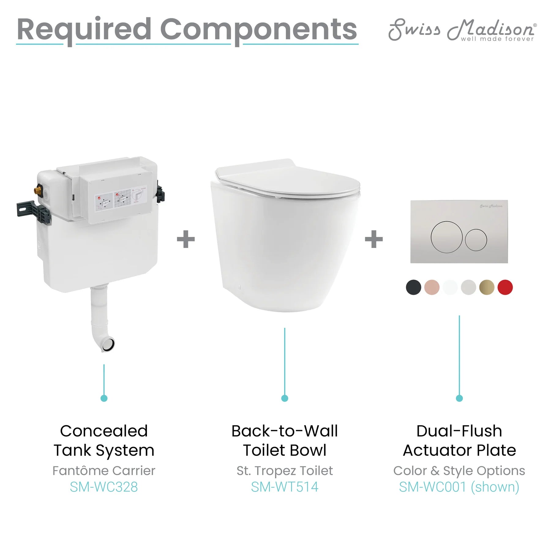 Swiss Madison Fant?me H Concealed Toilet Tank Carrier System with Top Flush for Back-to-Wall Toilet - SM-WC328